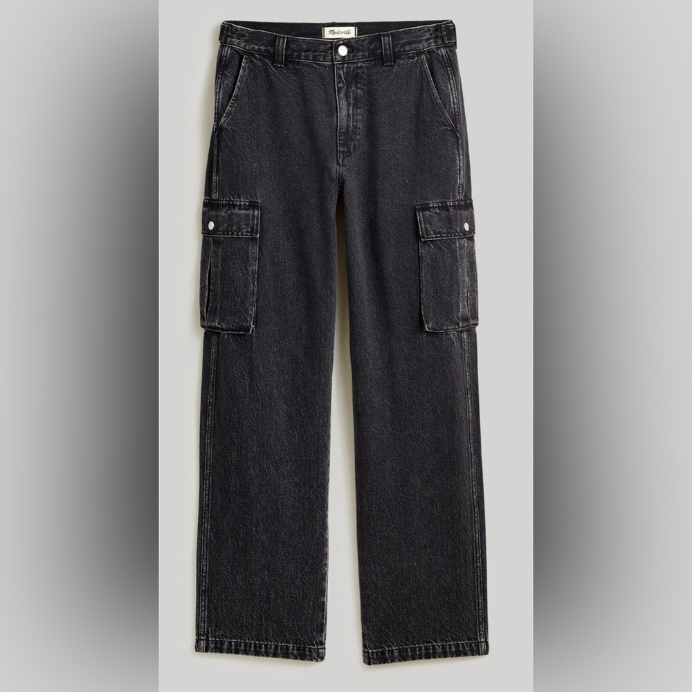 NWOT Madewell Low-Slung Straight Cargo Jeans in Ranney Wash - Picture 2 of 7